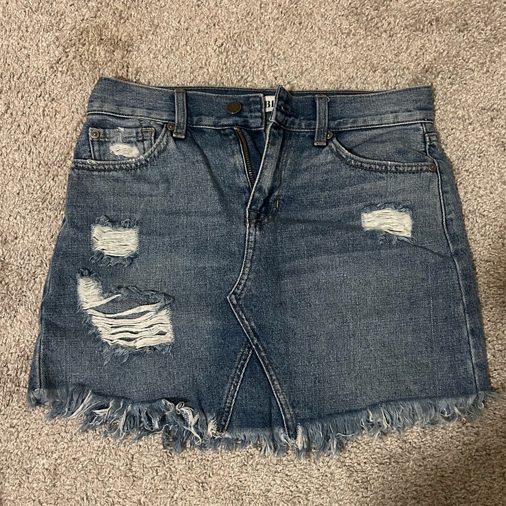 Denim Distressed Mini Skirt